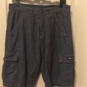 The Hundereds Men’s 32 Blue Linen Shorts